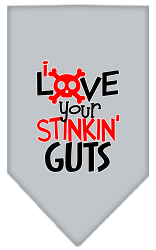 Love your Stinkin Guts Screen Print Bandana Grey Small